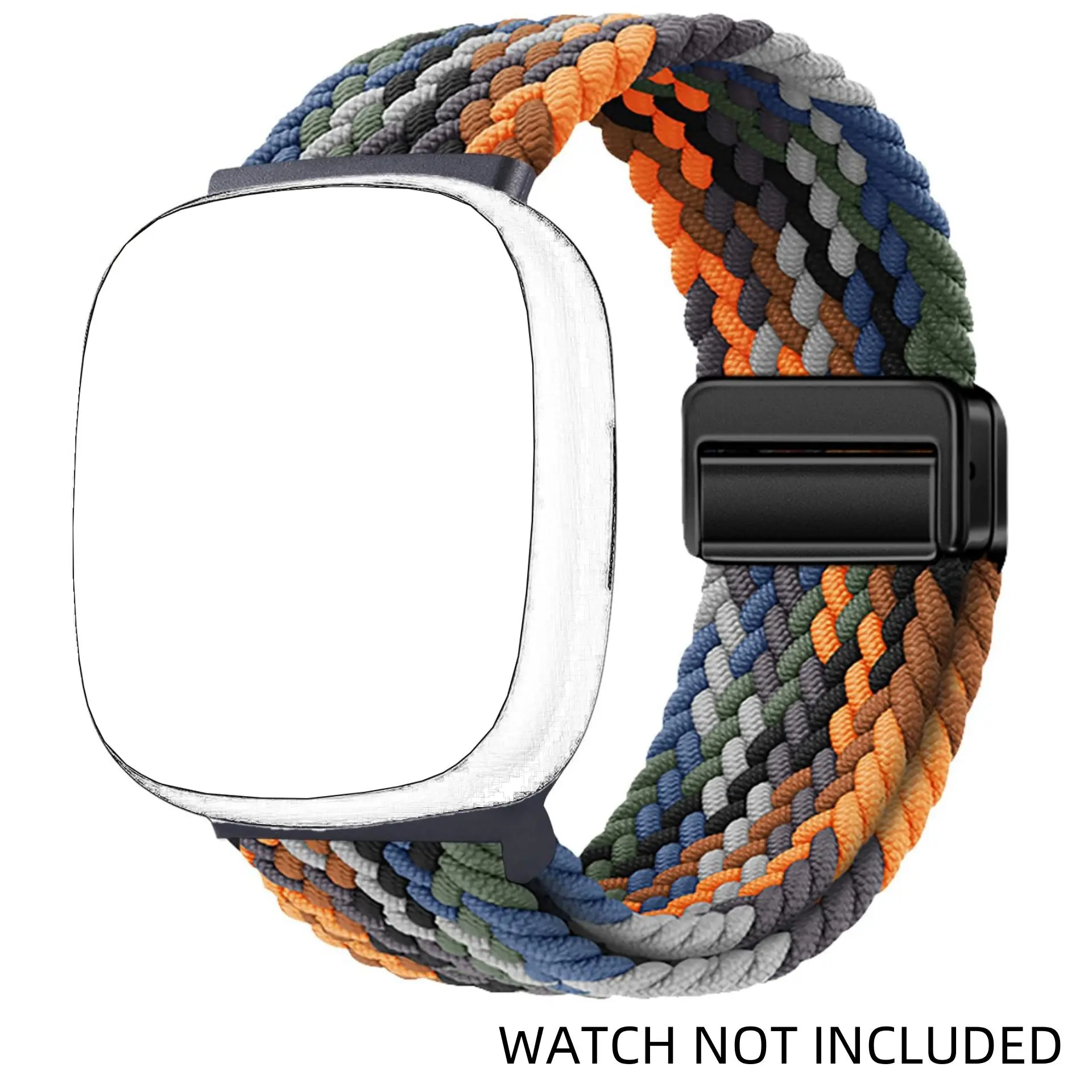 Braided Watch Band, 1 Count Soft Stretchy Elastic Nylon Watch Bands, Replacement Bands for Women Men, Smartwatch Accessories, Compatible with Fitbit Versa 4/Fitbit Versa 3/Fitbit Versa 2/Fitbit Versa Lite/Sense 2/Sense, Smart Watch Straps