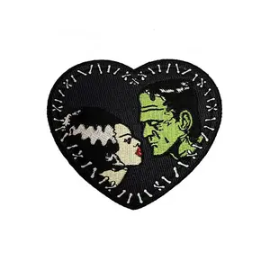 Bride & Frankenstein Stitch Heart Patch