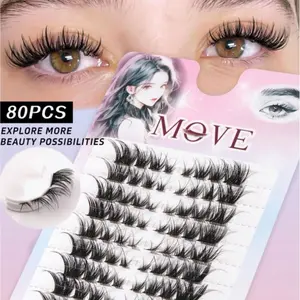80Pcs C Curled Lash Clusters, Fox-Eye Effect, Fluffy And Thick, DIY Lash Extension Clusters, Cat-Eye Lash Clusters, 8-15mm Clustered Lash Extensions, Lash Clusters, Single Lashes, False Lashes, Fluffy Eyelashes Cluster