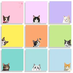 Colorful Cat Sticky Notes, Cute Creative Kawaii Style, Strong Adhesion, Self-Adhesive Memo Pads, Ideal for Students, Offices & Cat Lovers