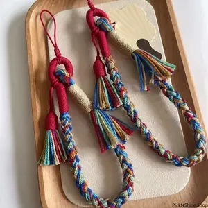 Hand Rubbed Cotton Thread Pendant Rope, Tibetan Thangka Hand Woven Cord, Ethnic Style Necklace Rope For Jade And Beeswax Pendant Matching Decor