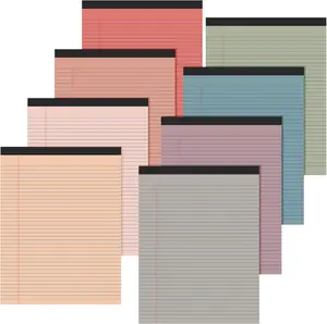 8 Pcs 8.5'' x 11'' Colored Legal Pads 50 Sheets Narrow Ruled Perforated Writing Notepads Office Supplies for College Office Business Vintage Color