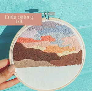 Desert Sunset Beginner Embroidery Kit for DIY Needlework - Complete Supplies and Easy-to-Follow Instructions