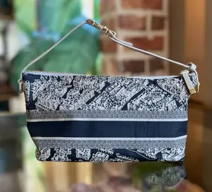 Pre-owned Dior nylon Small Leather Goods CHRISTIAN DiorTravel Nomad Medium Toile de Jouy Reverse Pouch