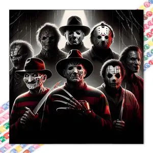 1 DIY diamond painting kit, 5D diamond art set, DIY decor, horror movie characters. Full round drill diamond painting kit, mosaic, diamond art, DIY art home decoration, suitable for Christmas, Diamond Art Tools