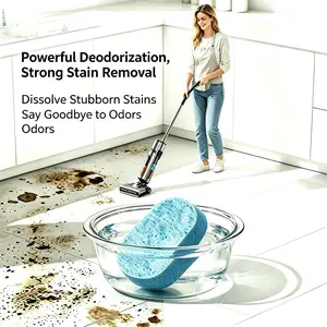 Floor Cleaning Tablets - Safe for Wood Tile Marble Quick Dry No Residue 12 Tablets Lemon Scent，Lemon Scented mop