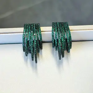 Bilincolor Cubic Zirconia Vintage Green Earring for Women