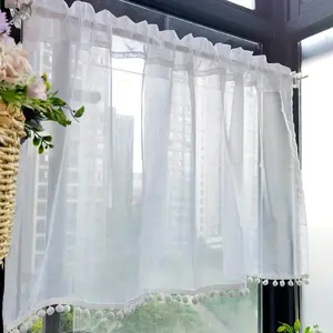 1pc Velvet Ball Decorative Curtain Valance, Window Curtain, Home Polyester Curtains, Elegant Drapes for Living Room, Bedroom, Office