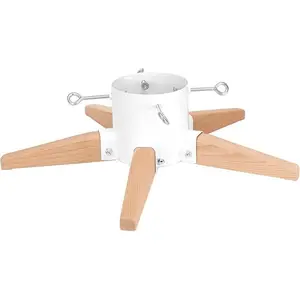 HarcoHome 5-Legged Metal and Beech Hardwood Christmas Tree Stand for Live Tree