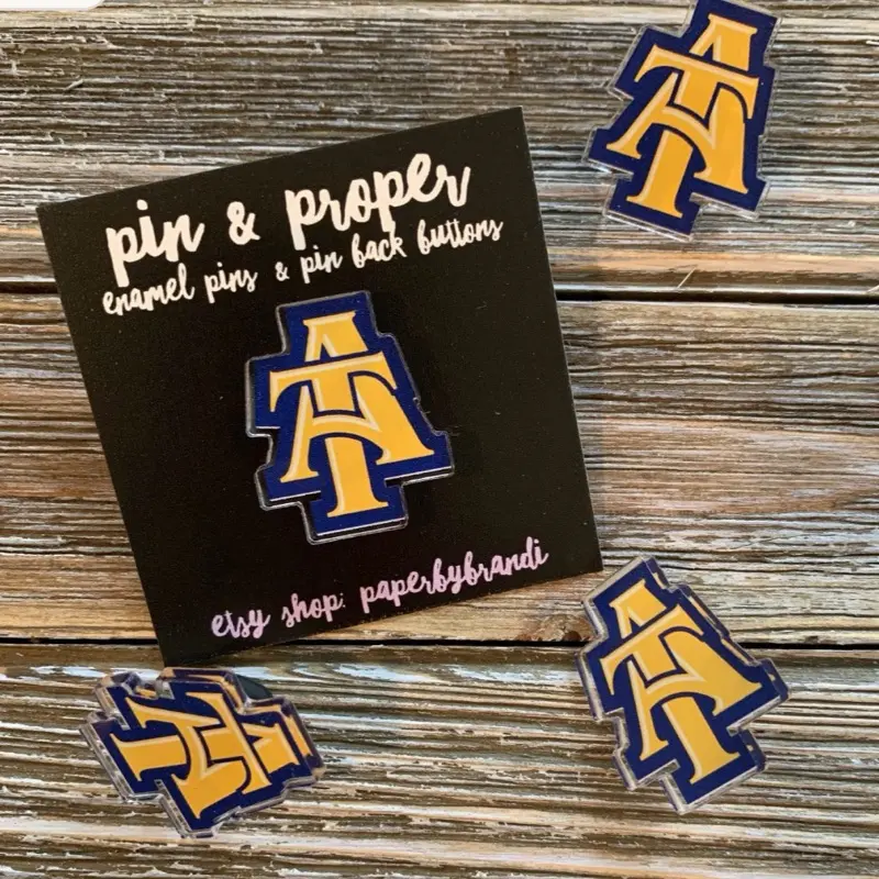 A&T Acrylic Lapel Pin