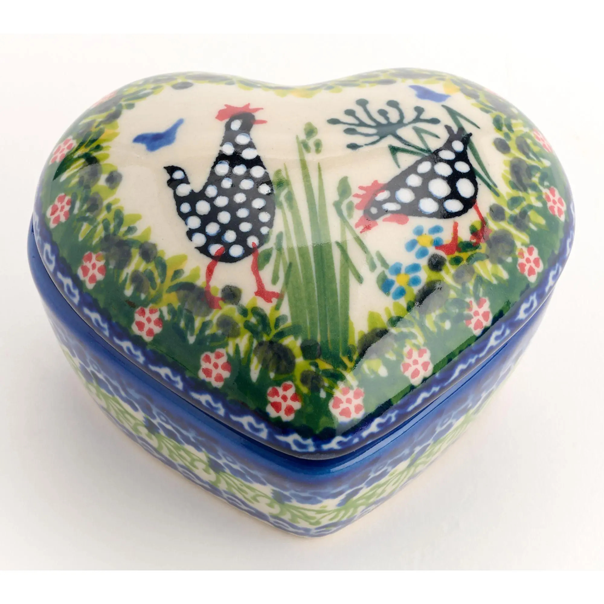 Lidia's Polish Pottery Hand Painted Heart Box w/ Lid Lidia's Polish Pottery Hand Painted Heart Box w/ Lid
