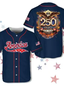 Independence Day Baseball Jersey, American Eagle Patriotic Style, Usa 250th Anniversary Casual Wear, Exclusive for Baseball Enthusiasts