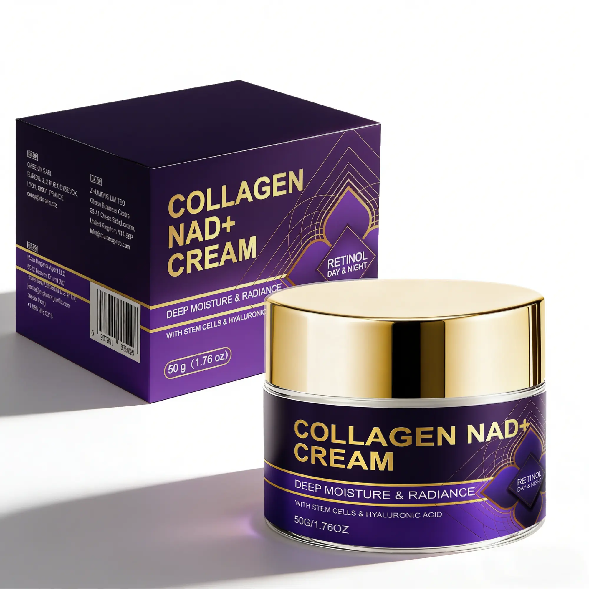 Triple Collagen Cream Rejuvenating Skin Anti-aging Hydrating (Collagen+Retinol+Hyaluronic Acid +NAD+Stem Cell+Glycerin+Shea Butter), Deep Hydration Moisturizers for Face Dry Sensitive Skin, Gentle Daily Facial Moisturizer Instant Glow Booster