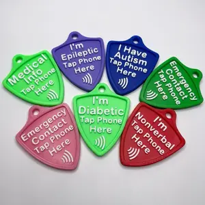 Silent Shield 4 -Pack NFC Medical Alert Tags for Autism & Nonverbal Safety Emergency ID Keychains with Split Ring for Daily Use - Autism, Nonverbal, Diabetic, and more!