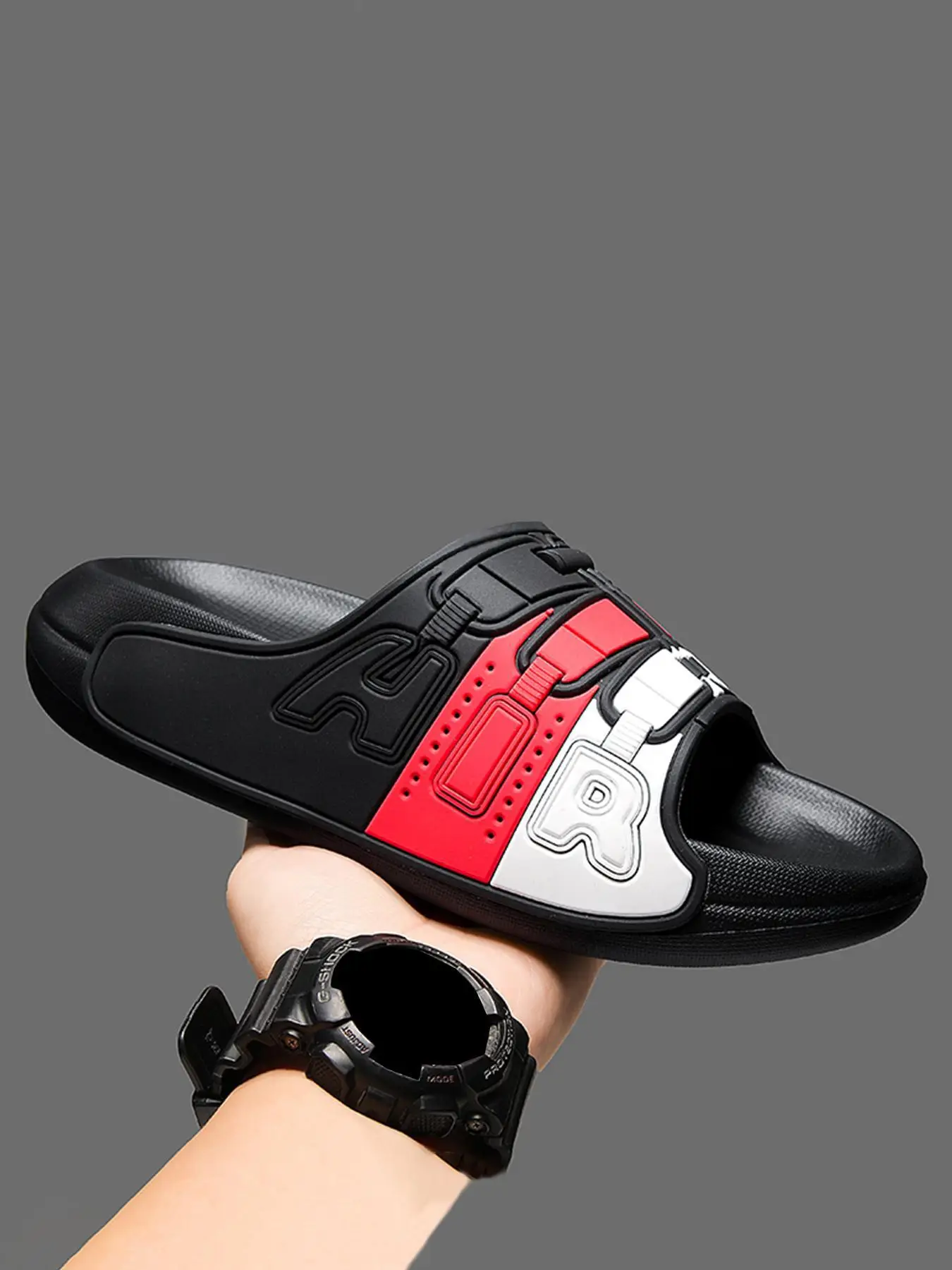 Men's Colorblock Slides, Casual Comfortable Non-slip Slides for Indoor Outdoor Wear, Breathable Comfortable Sports Slides for Daily Wear