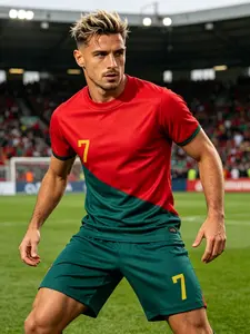 Men's Quick-Dry Soccer Set, Football Uniform, Sports Wear, 7-Number Jersey, Training & Match Gear, Short Sleeve & Shorts, Two-Piece, All Seasons Casual Wear