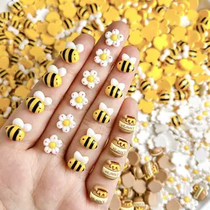 40 Pcs Mixed Resin Bee & Honey Jar Nail Charms, Flower Nail Gems, Cute Sweet Nail Art Decor for Gift