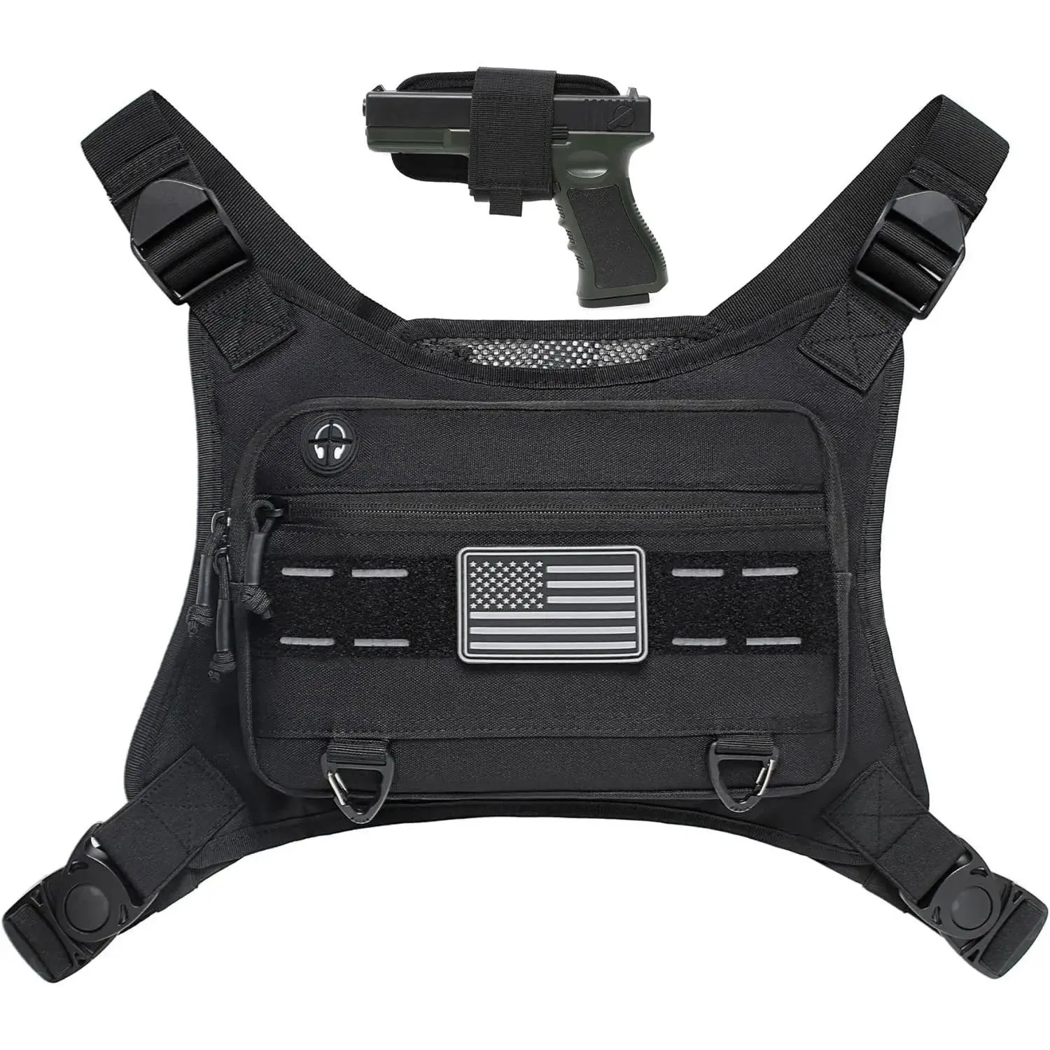Sports Chest Pack for Men Front Chest Bag Fits Most Pistols Chest Pouch Harness for Running, Hiking, Workouts Vests Gear Active Jogging Equipment