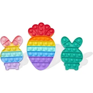 3 Pack Easter Bunny & Carrot Pop Bubble Fidget Toys – Sensory Puzzle Popper Toys for Kids Boys & Girls, Easter Basket Stuffers, Birthday Party Favors Gifts