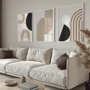 3pcs Modern Minimalist Abstract Lines Canvas Art Beige Geometric Unframed Wall Paintings Boho Chic Home Decor for Living Room Bedroom Kitchen Hallway Perfect Gift Idea Wall Decor Modern Style Minimalism Style Bohemian Style Fashion Theme Autumn Winter