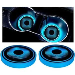 LED  Cup Holder Lights, 2 count  7 Colors Changing  USB  Coaster Pad, Auto Interior Atmosphere Lamp Cup Mat Accessories, Universal for SUV Sedan