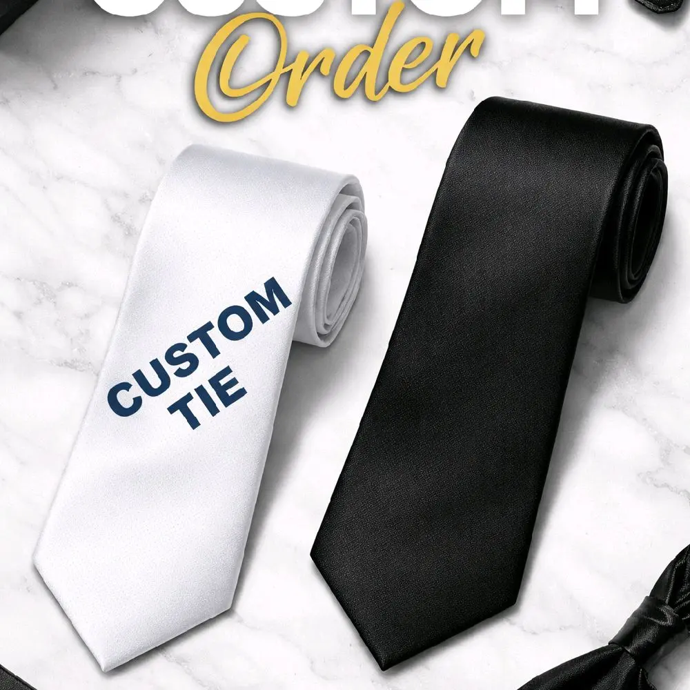 Custom Tie - Personalized Necktie for Men, Available in White and Black, Perfect for Formal Occasions