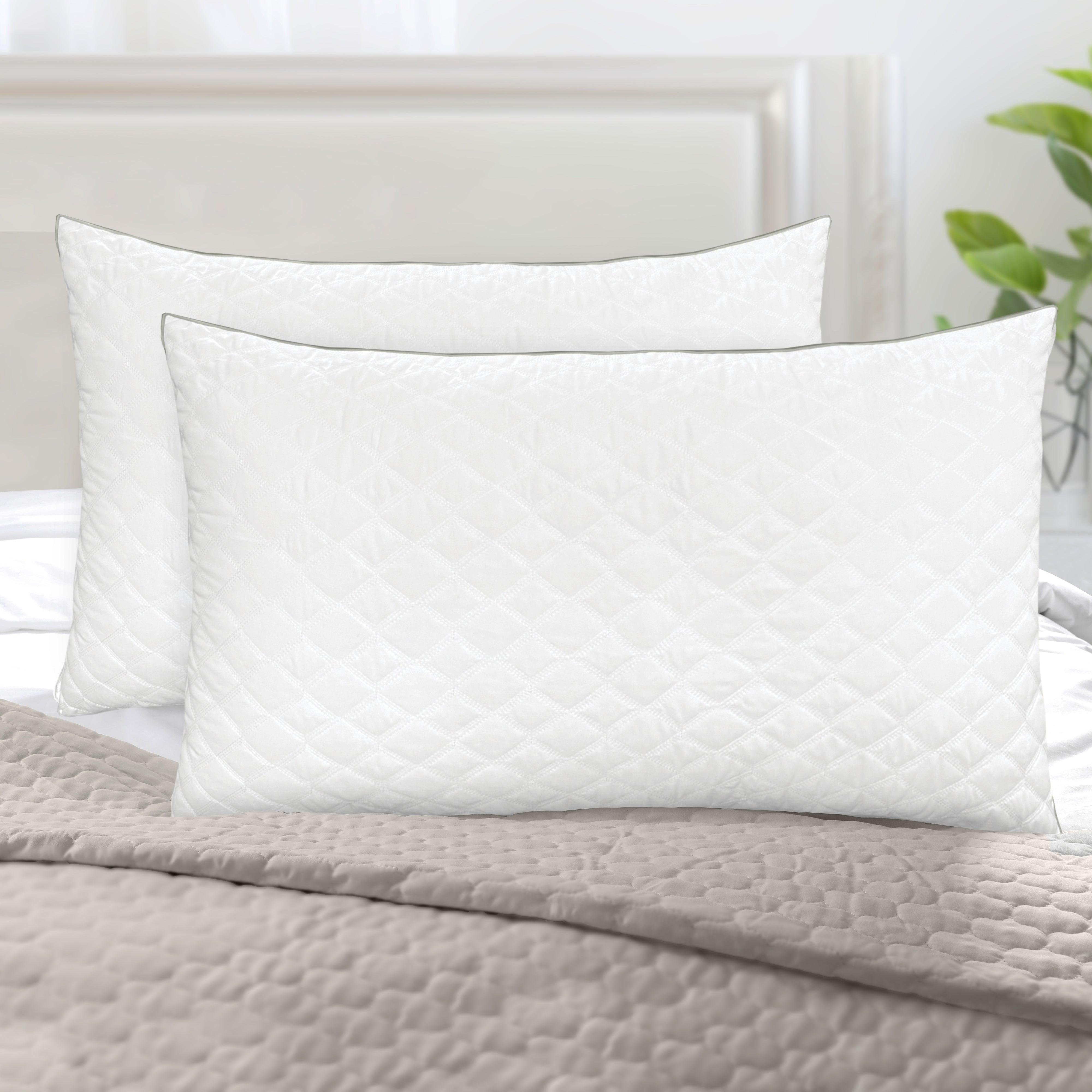 Elegant Comfort 2-Pack Diamond-Stitched Quilted Bed Pillows – Down Alternative, Soft Support for All Sleepers