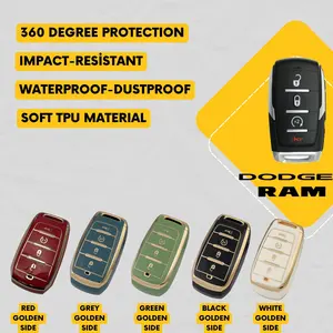 DODGE RAM 4-Button Key Fob Cover for Ram 1500 Pickup - Tpu Remote Case