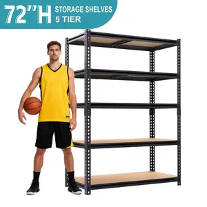 Garage Shelves Classic 5-Tier Metal Storage Shelving Unit Height Adjustable Versatile Utility Rack Shelf for Craft Warehouse Pantry Kitchen Organiser Utilization
