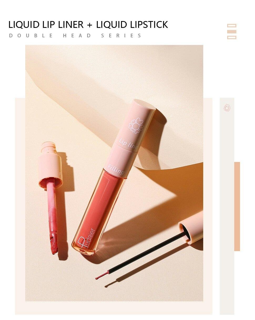 Pudaier Dual Lipstick Lip Gloss Liquid Lipstick #01 Style - Polyethylene Wax Glossy Cosmetic for General Skin Type - 20 Popular Colors - China Origin - 01Style
