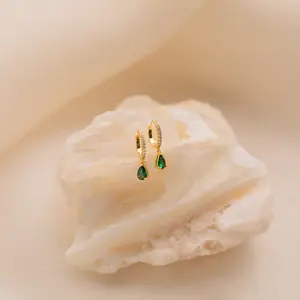 Pave Birthstone Drop Huggies by Caitlyn Minimalist