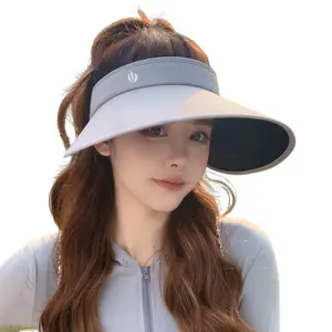 Women's 2026 Open-Top Sun Visor - Velvet-Lined Ice Silk Wide Brim, Full Face Coverage, Breathable Lightweight, UV Protective Anti-Ultraviolet Headwear for Cycling, Commute, Sunvisor Hats, Uv Protective Hats