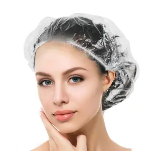 100PCS Disposable Shower Caps, Plastic Clear Hair Cap Large Thick Waterproof Bath Caps for Women, Hotel Travel Essentials Accessories Deep Conditioning Hair Care Cleaning Supplies(20.5")