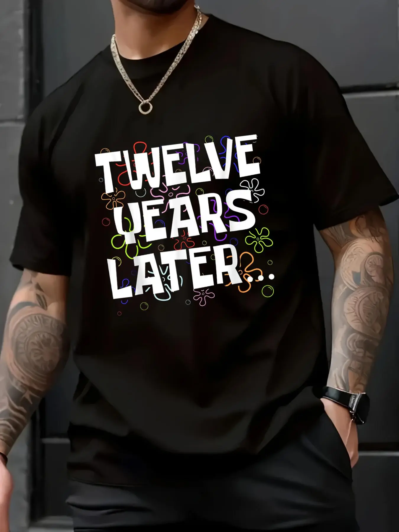 Unisex 100% Cotton Twelve Years Later Funny Meme 12-Year-Old 12th Birthday T-Shirt, Spring/Autumn Christmas Snowflake Fun Pattern Men’s T-Shirt