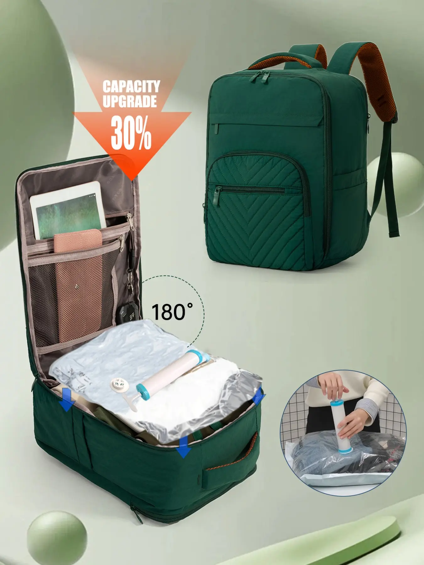 Vacuum compression backpack, Ryanair Practical Cabin Bag 40x20x30cm, Expandable Travel Backpack, Under Seat Storage, Lightweight Luggage, Multi-Pocket Durable Design, Laptop Compartment Backpack, Multifunctional Backpack