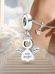 Angel Wing Design Charm, Fashion Jewelry for Party, Daily Clothing Decor, Trendy All-match & Exquisite Jewelry for Birthday Gift, Handmade Fashion Accessory