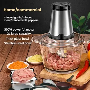 Multifunctional Electric Meat Grinder Set, Automatic Stainless Steel Chopper for Baby Food, Minced Meat & Garlic Paste, DIY Blade Replacement
