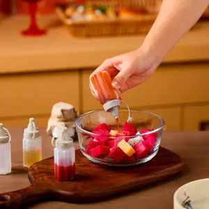 Mini Sauce Bottles, 2 Counts Mini Ketchup Bottles, Condiment Squeeze Bottle, Plastic Portable Containers, For Office Lunchbox Picnic Oil Soy Sauce Honey Salad Dressing