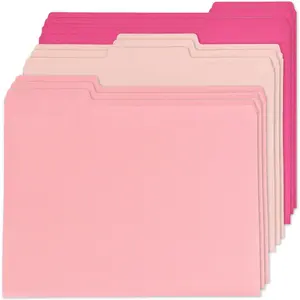 12Pcs Pink File Folders Letter Size Colored Manilla File Folders with 1/3-cut Tabs Decorative File Pockets for Office School Business Home Organizer(12, Pink Series)