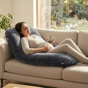 U-Shaped Full Body Pregnancy Pillow 60 Inch – Maternity Support Pillow with Removable Washable Velvet Cover – Comfortable Sleep for Pregnant Women – Back, Belly, Hip & Leg Pain Relief