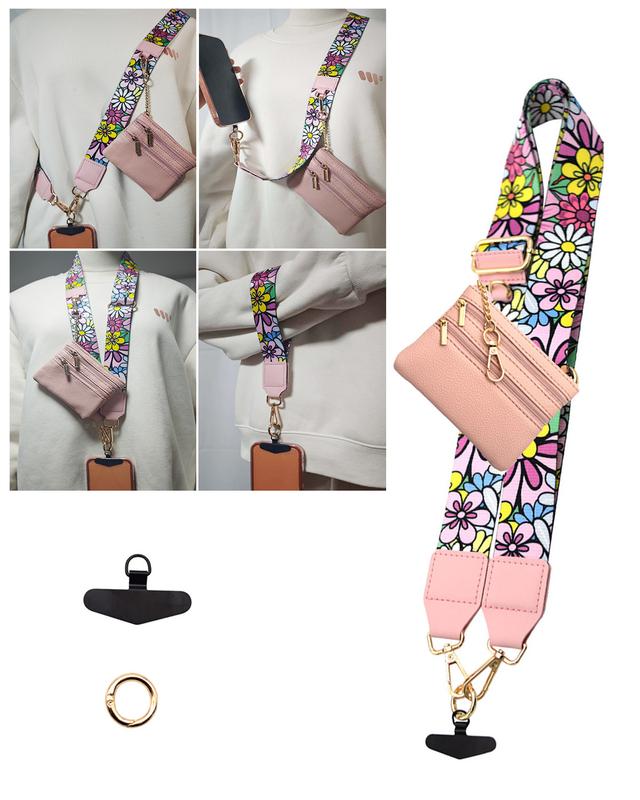 Clip and Go Strap for Phone With Wallet Crossbody,Phone Lanyard crossbody and Phone Strap crossbody, Phone strap With Wallet ,Phone Strap crossbody with zipper pouch wallet ,Adjustable Mobile Phone strap Gift for Valentine's Day