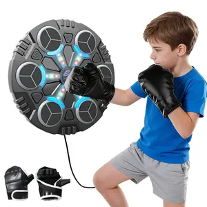 Bluetooth Music Boxing Machine Wall Mounted LED Punch Trainer for Kids Workout with Gloves Home Gym Fitness