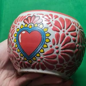 Gordito Red Heart Coffee Mug - Mexican Hand Crafted Coffee Mug - Talavera