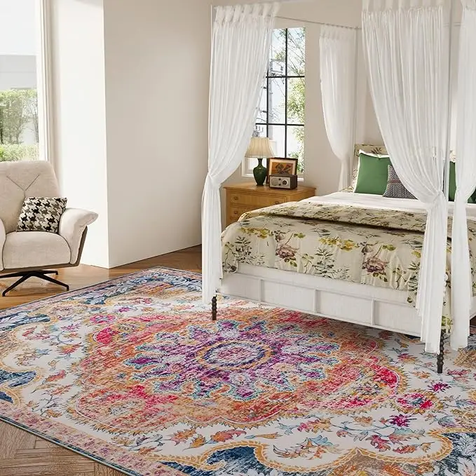 Belffin Area Rugs for Living Room, Boho Washable Anti-Slip Backing Large Area Rug. Indoor Carpet.non-customised;non-slip;carpets; mats & rugs