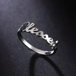 Initial Letter Ring for Women – Stainless Steel Minimalist Adjustable Open Band Personalized Jewelry