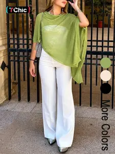 Fashion Elegant Lightweight Breathable Multi-Wear Loose Knit Shawl Pullover, Casual Daily Wear, Spring & Fall, Plain Design