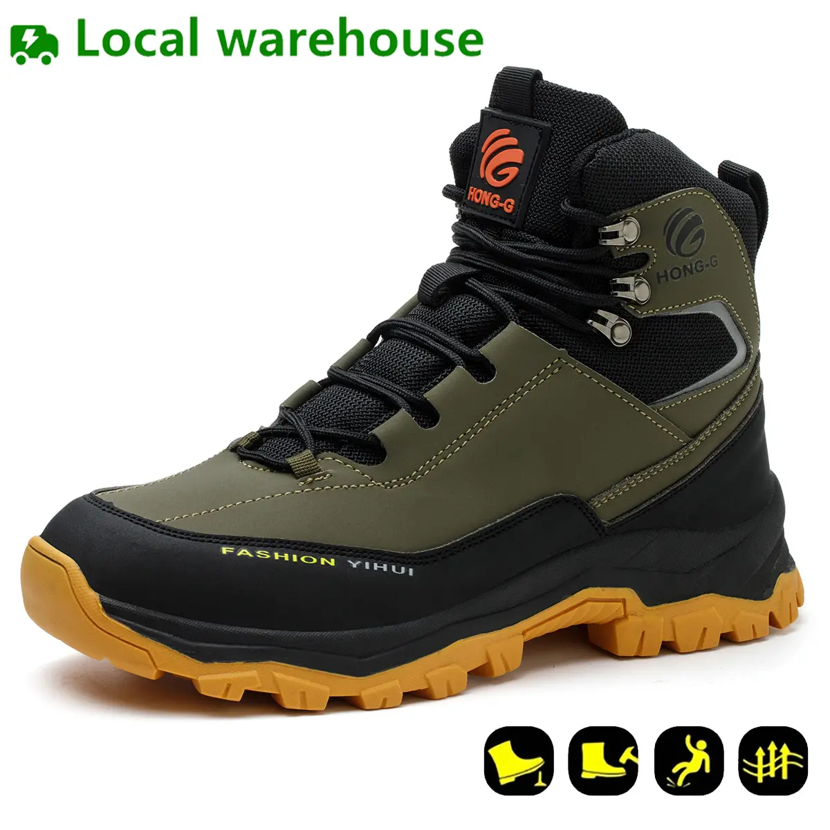 Men's Athletic Work & Safety Footwear, Lightweight Fabric Composite Toe Shoes with Puncture-Resistant Sole and Air Cushion, Minimalist, Warehouse, Laces, Outdoors, Water Resistant, Anti-Puncture