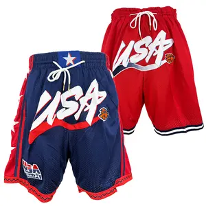 Men's Basketball shorts Four pockets 2024 USA Dream Team Cheap and High Quality Sewing embroidery covered court Beach Pants Outdoor sports Training shorts  Big Size Blue red Accepting mixed wholesale and retail
