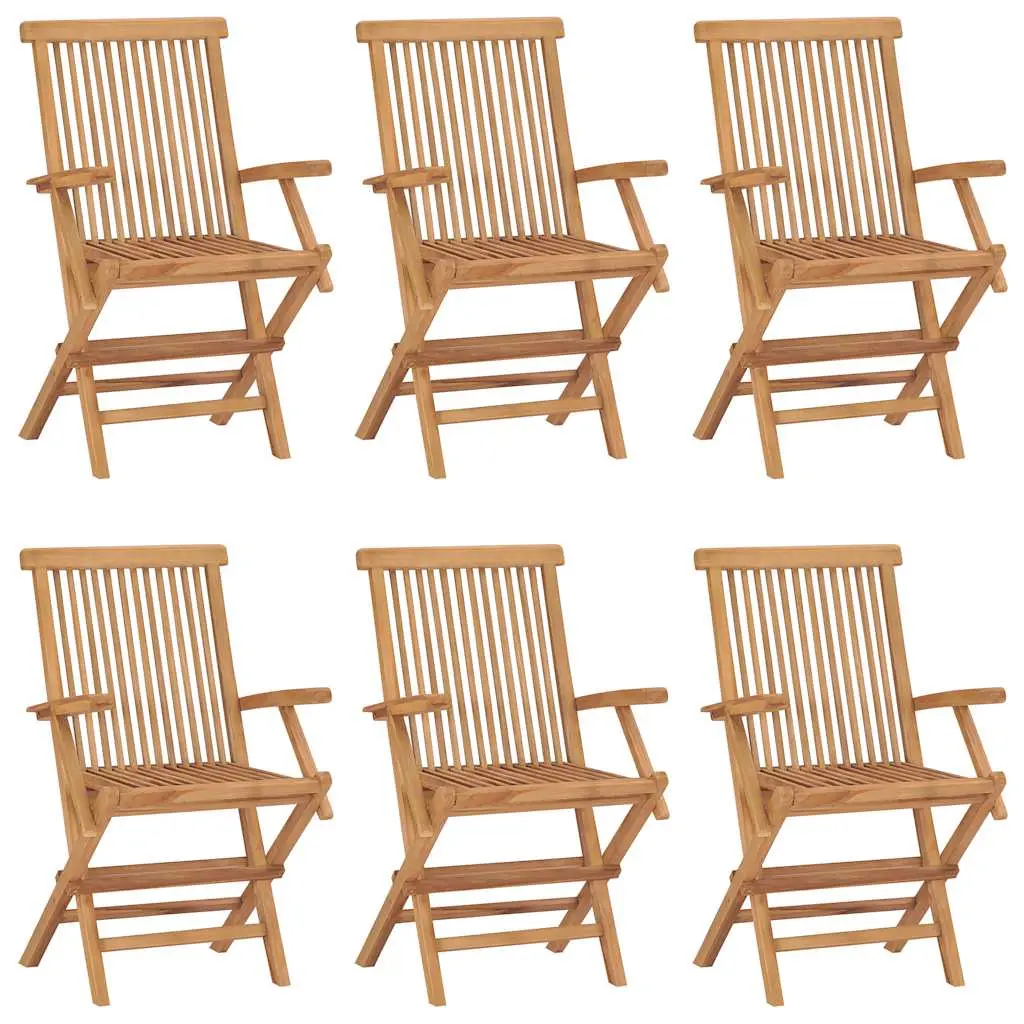 vidaXL 6x Solid Wood Teak Folding Patio Chairs Garden Outdoor Lawn Yard Terrace Balcony Backyard Wooden Dining Dinner Dinette Chair Furniture 3096594