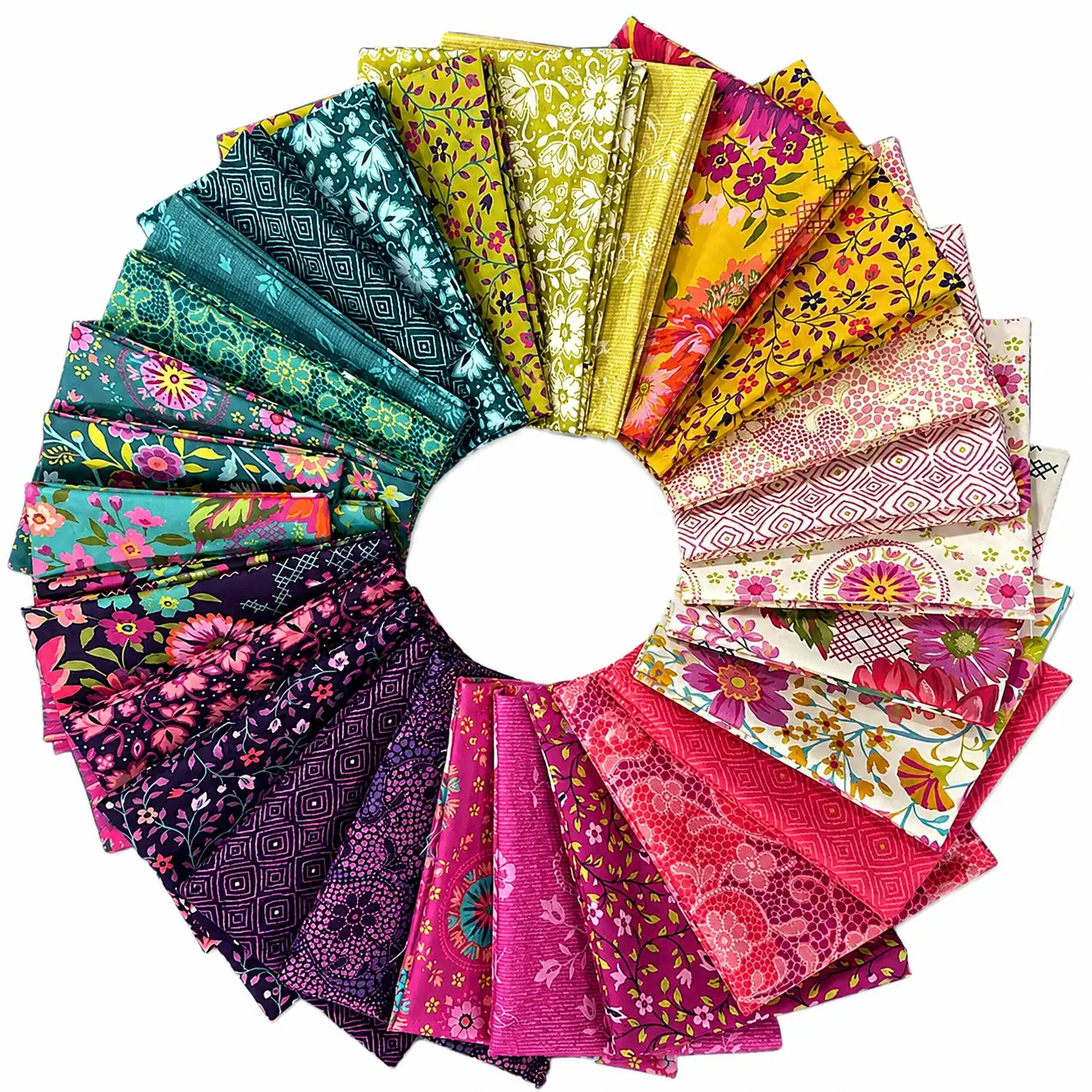 50Pcs Colorful Floral and Geometric Fabric Squares 3.9x3.9 Inch Precut Quilting Fabric Bundle Seamless Pattern Cotton Patches for DIY Craft Sewing